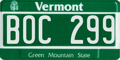 VT license plate BOC299