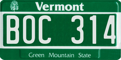 VT license plate BOC314