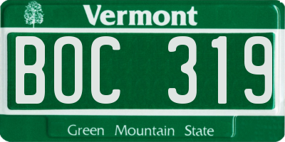 VT license plate BOC319