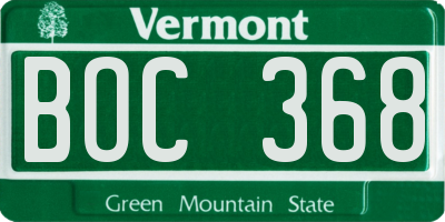 VT license plate BOC368