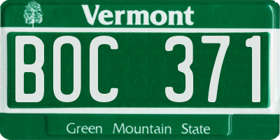 VT license plate BOC371