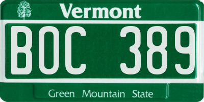 VT license plate BOC389