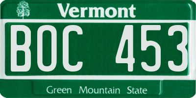 VT license plate BOC453