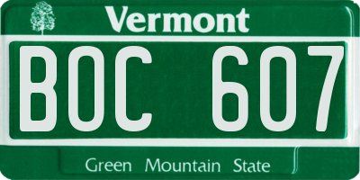 VT license plate BOC607