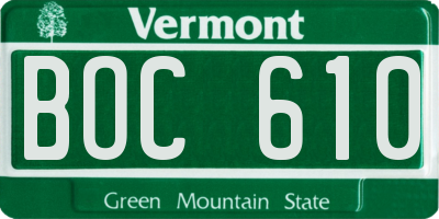 VT license plate BOC610