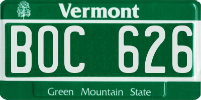 VT license plate BOC626