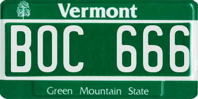 VT license plate BOC666
