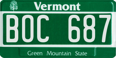 VT license plate BOC687