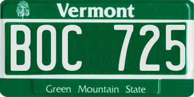 VT license plate BOC725