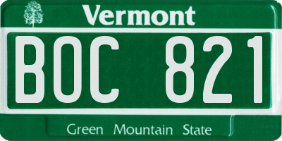VT license plate BOC821