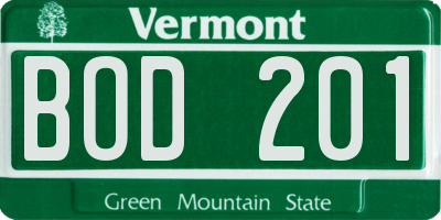 VT license plate BOD201