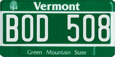VT license plate BOD508