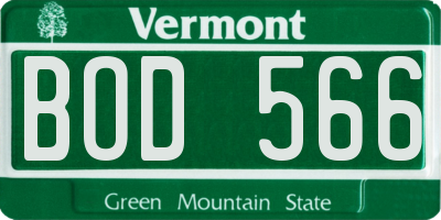 VT license plate BOD566