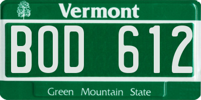 VT license plate BOD612