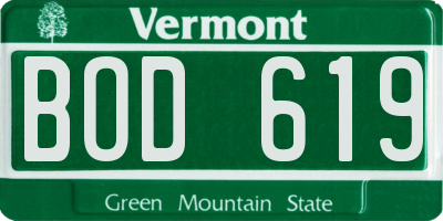 VT license plate BOD619