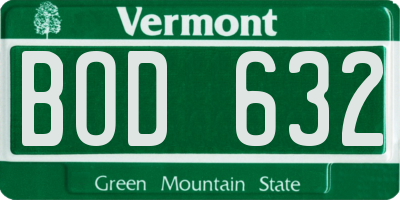 VT license plate BOD632