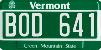 VT license plate BOD641