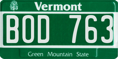 VT license plate BOD763