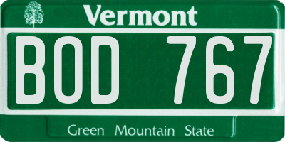 VT license plate BOD767