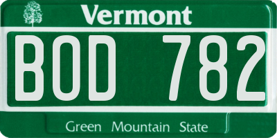 VT license plate BOD782
