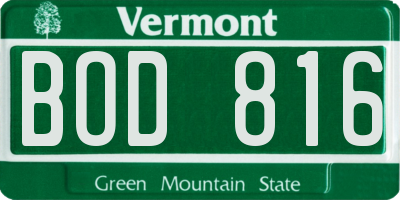 VT license plate BOD816