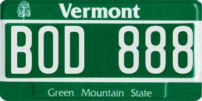 VT license plate BOD888