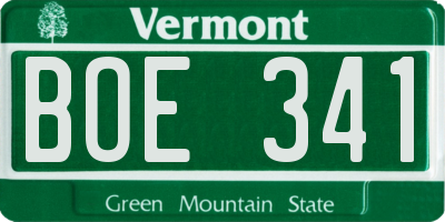 VT license plate BOE341