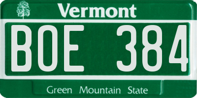 VT license plate BOE384