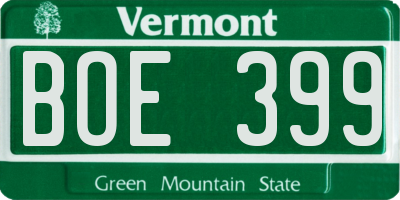 VT license plate BOE399