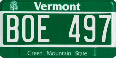VT license plate BOE497
