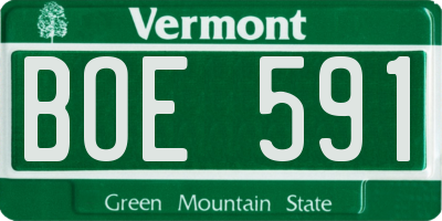 VT license plate BOE591