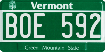 VT license plate BOE592