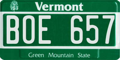 VT license plate BOE657