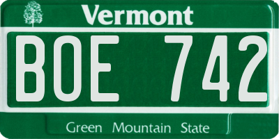 VT license plate BOE742