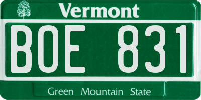 VT license plate BOE831