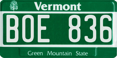 VT license plate BOE836