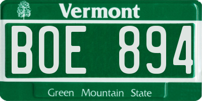 VT license plate BOE894