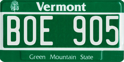 VT license plate BOE905