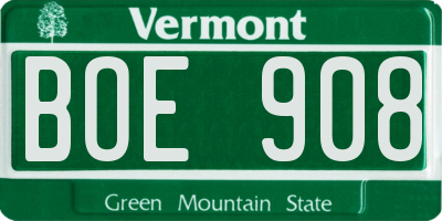 VT license plate BOE908