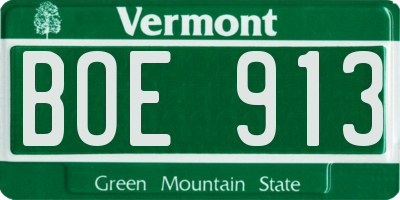 VT license plate BOE913