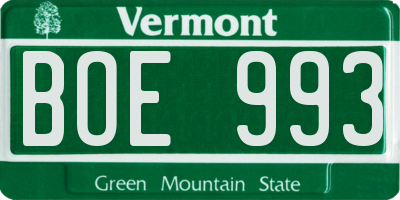 VT license plate BOE993