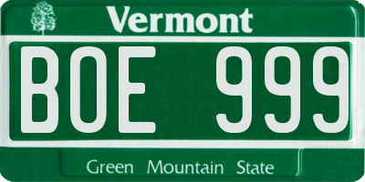 VT license plate BOE999