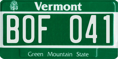 VT license plate BOF041