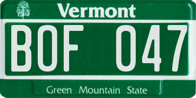 VT license plate BOF047