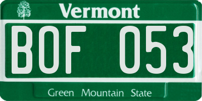 VT license plate BOF053