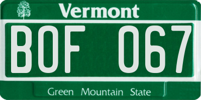 VT license plate BOF067
