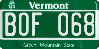 VT license plate BOF068