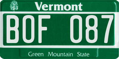 VT license plate BOF087