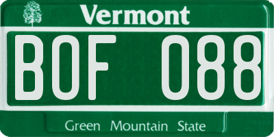 VT license plate BOF088