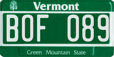 VT license plate BOF089